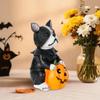 Halloween Resin Decorative Figurine Costume Dog with Pumpkin Lantern Ghost Animal Figurines for Holiday Display Farmhouse Decor