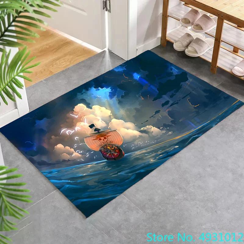 Creative 3D Cartoon Carpet Anime One Piece Ace Anime Print Living Room Bedroom Decoration Rug Children Anti Slip Crawling Mat