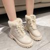 2024 New and Versatile Temperament Women's Boots Winter Short Plush White Thick-soled Women's Ankle Boots and Women's Shoes