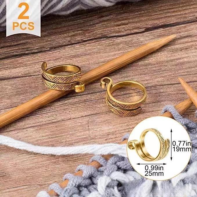 2 шт./компл., новый продукт, вязальное кольцо крючком, регулируемый указательный палец, плетение хвостового кольца, инструмент для вязания крючком