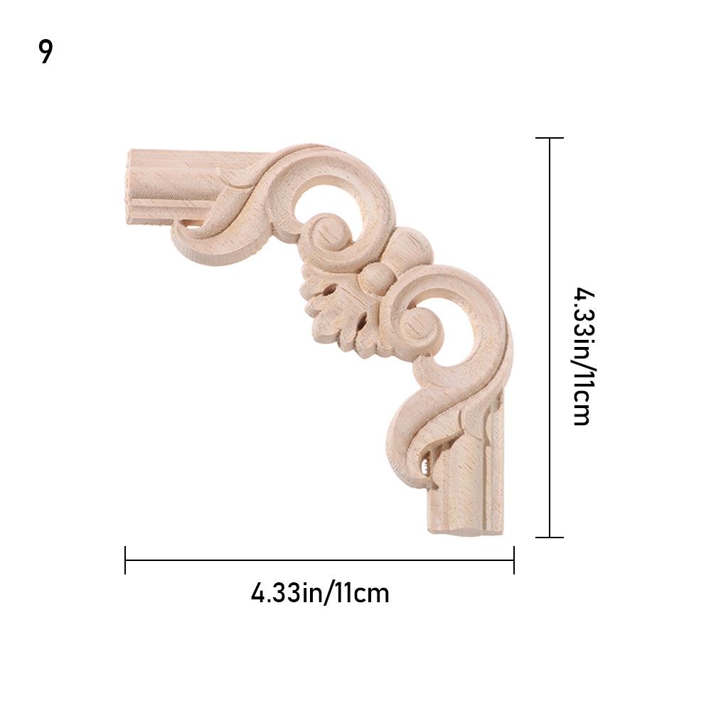 Oak Door Decor Crafts Corner Applique Onlay Decal Carved Wave Flower Decorative Wood Appliques