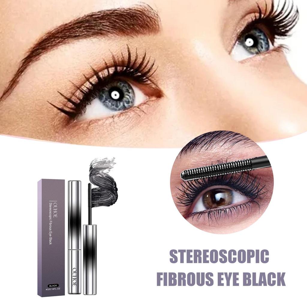 OUHOE Long-Lasting Curling Mascara - Volumizing & Lengthening Eyelashes, Waterproof Mascara, Smudge-Proof, Long-Lasting Waterproof Black Mascara 4g