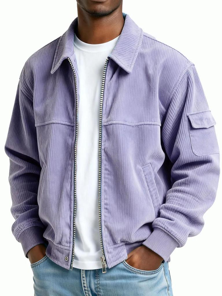 Ретро вельветовая куртка с длинным рукавом и карманами для мужчин - Коллекция Осень/Зима 2025