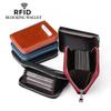 Genuine Leather RFID Accordion Card Holder with Zipper - Multi-Card Slots for Men and Women