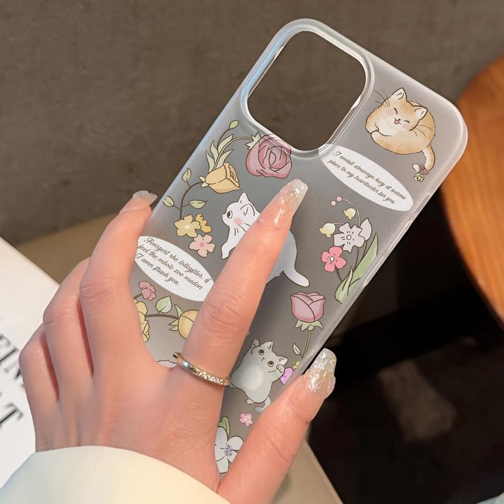 Чехлы для мобильных телефонов iPhone 11 13 15 Pro Max 12 14 Pro Max Чехол для iPhone 16 15 Plus 13 Pro 12 Матовая текстура с рисунком в виде мультяшных цветов