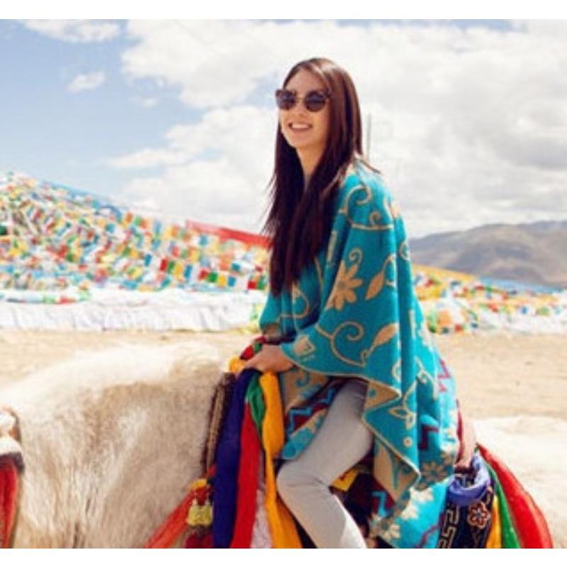 National Style Autumn and Winter Lady Zhang Yuqi Same Shawl, Thickened Autumn and Winter Cloak, Large Scarf