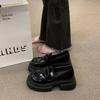 Thick-soled Small Leather Shoes Women's Versatile Leather Women's Shoes 2025 Spring British Style One-pedal Thick Heel Heightened Loafers