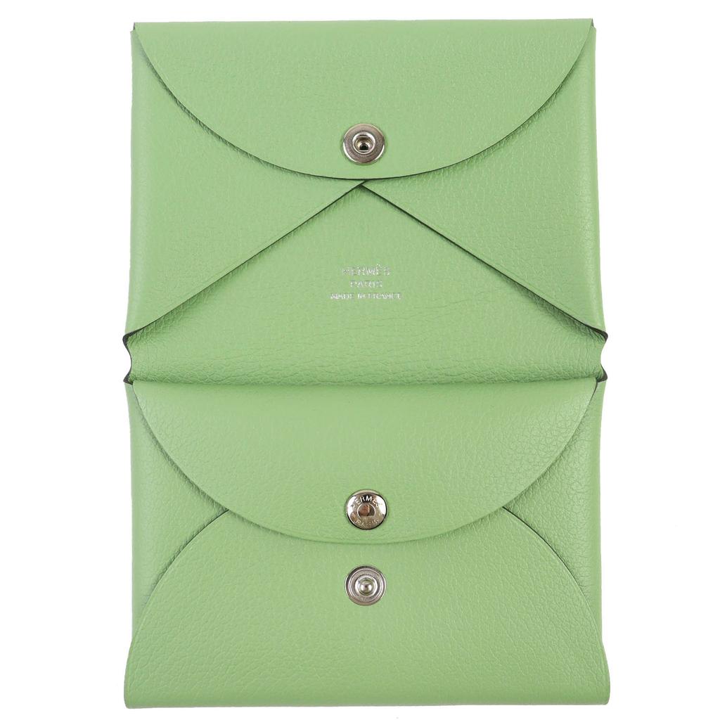 Pristine HERMES Card Case Calvi duo Bifold Wallet with Evercolor Leather Used