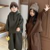 Детский зимний цельный флисовый худи для мужчин и женщин, детский утолщенный спортивный костюм из двух предметов