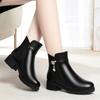 Short Boots Women's   R Shoes Thick Heel Cotton Shoes Autumn and Winter New Boots Soft Leather Cotton Boots Women's Velvet Leather Shoes