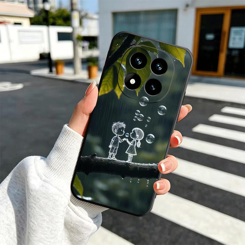 Природа Милый Детский Стиль Рисунка Мягкий Чехол для Телефона для Xiaomi Redmi Note 12 13 14 15 Pro Plus 11 12S 11S 11T 10 4G Черный Чехол Bac