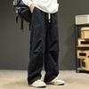 Осенне-весенние брюки-карго, широкие свободные прямые однотонные уличные брюки в стиле хип-хоп с несколькими карманами на шнурке