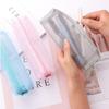 Multicolor Pencil Pouch Translucent Stationery Bag Portable Mesh Pencil Bag Student