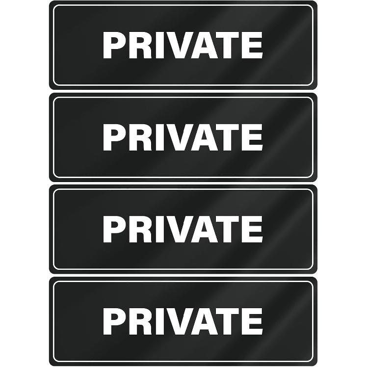 Private Sign Acrylic 9 x 3 Inches Self-Adhesive Waterproof Plastic Door Wall Sign for Business Office 4 Pack