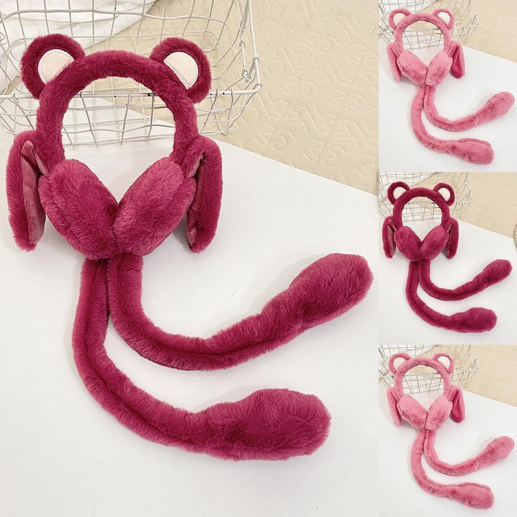 Зимние уличные теплые наушники корейской моды Kawaii подвижная подушка безопасности теплые наушники для девочек зимние милые наушники с медведем