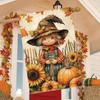 Festive Thanksgiving Garden Flag: Cute Scarecrow with Sunflowers and Pumpkins,Double-Sided Outdoor Decoration, Suitable for Porch and Lawn