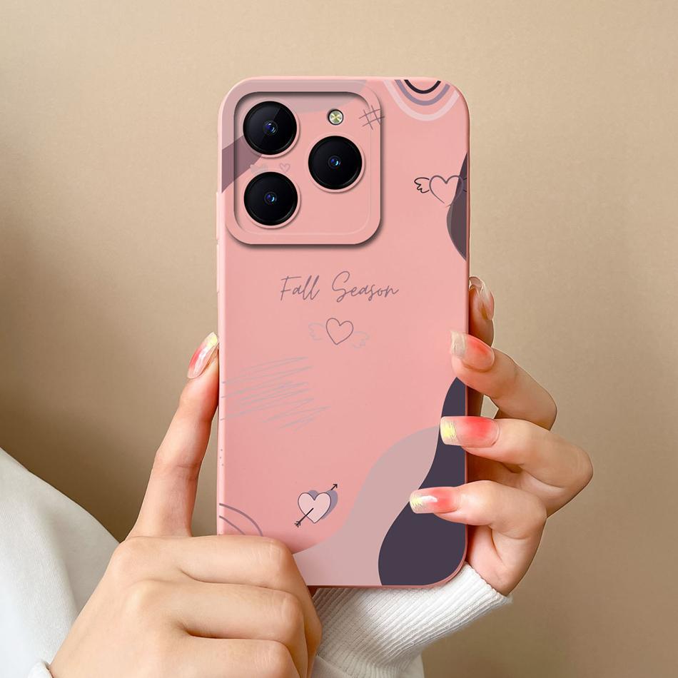 Чехол для телефона Realme C63 C61 Задняя крышка с рисунком Сердце Бабочка Для Oppo Realme C 61 C 63 Мягкий Жидкий Силикон Защита Камеры Fundas