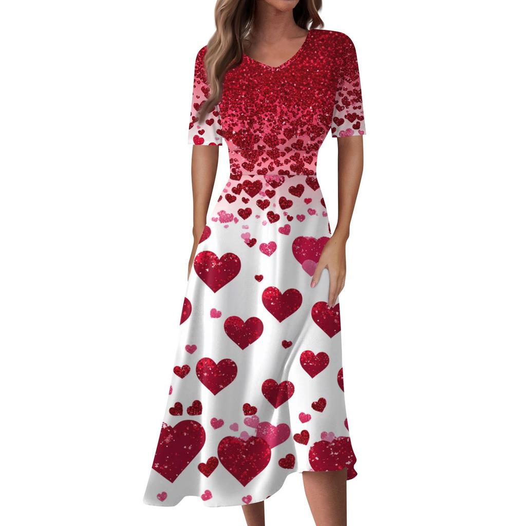 Женское повседневное модное длинное свободное платье с v-образным вырезом и коротким рукавом на талии