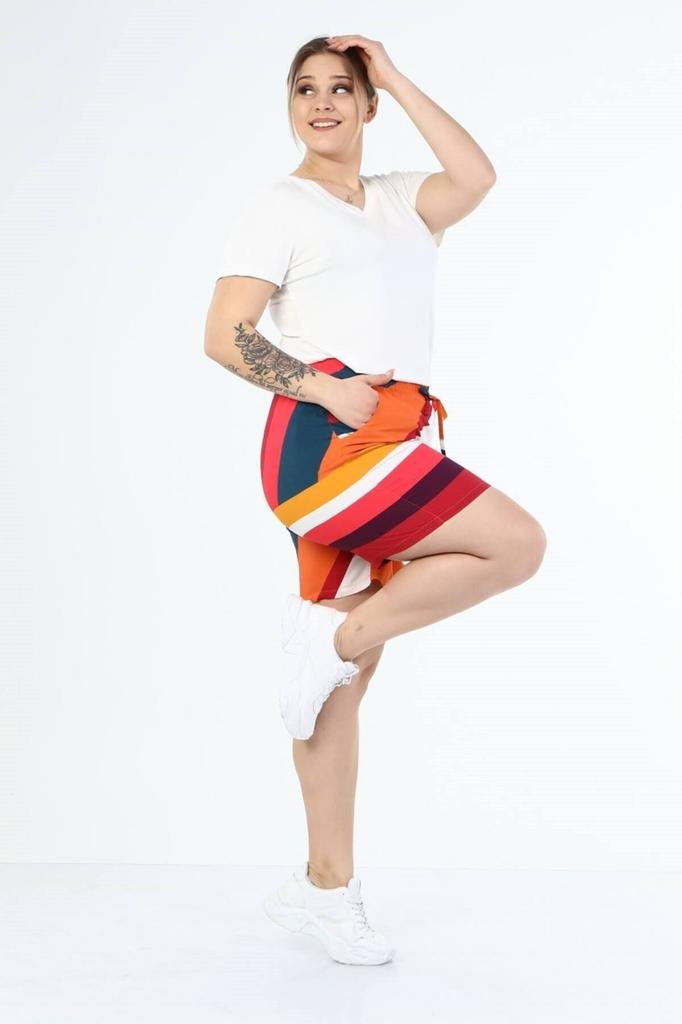 Женские модные шорты большого размера и шорты-бермуды с эластичной резинкой на талии и карманами