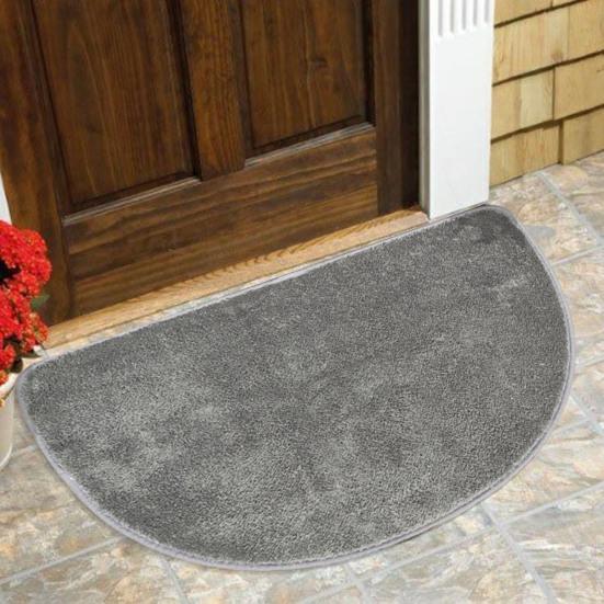 Полукруглый дверной коврик, нескользящий входной коврик, однотонный плюшевый напольный коврик для домашнего интерьера, входной двери, коридора, ванной комнаты