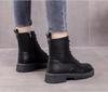 Модные водонепроницаемые зимние сапоги для женщин из бархата, толстые хлопковые женские туфли, черные кожаные теплые женские ботильоны на платформе