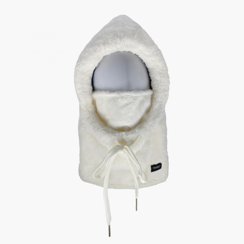New European and American windproof design winter women's plush hooded mask hat cold cycling autumn and winter