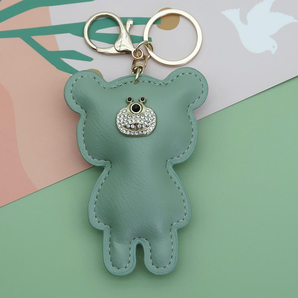 Fashion PU Leather Embroidery Bear Hanger Cute Heart Bears Bag Pendant  Backpack Decoration