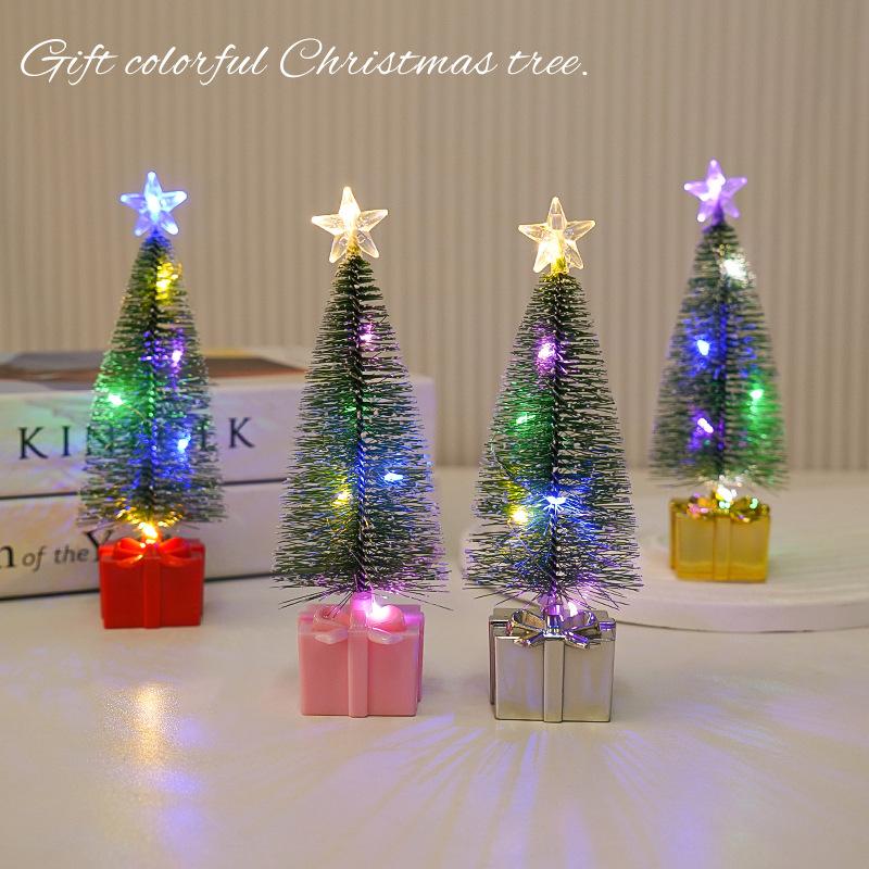 Разноцветные рождественские елки ночники Светящиеся свечи и маленькие рождественские настольные украшения Фея