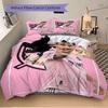 Messi'S Pink Goal Print 3Pcs Bedding Setduvet Cover With 2 Bedropillowcase Home Birthday Gift