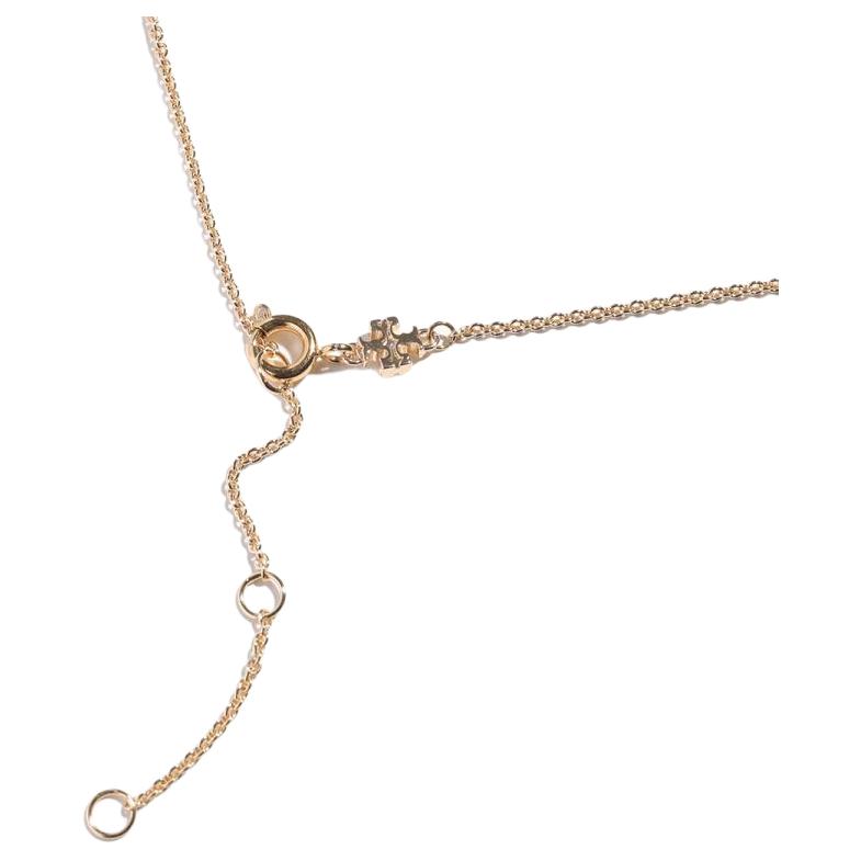 Tory Burch Logo Design Enamel Brass Necklace Women necklace Gold 24A90549_700