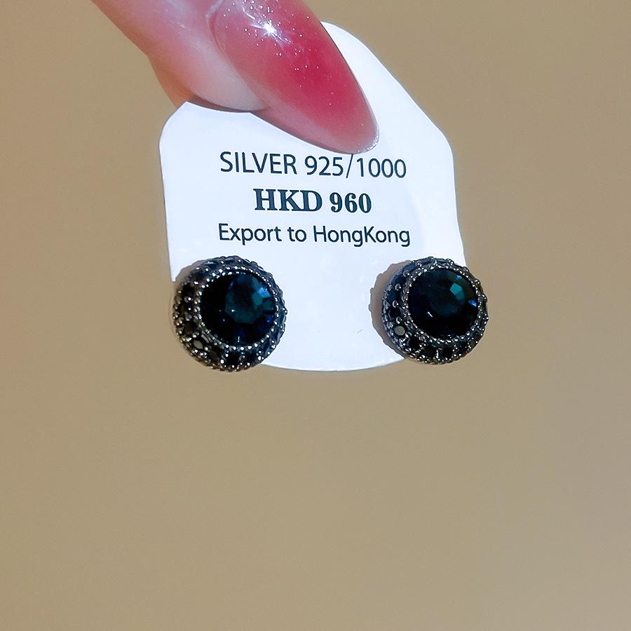 Серьги-гвоздики геометрические круглые с цирконами "Серебряная игла" - Высококачественные, простые, универсальные, ретро-модные украшения