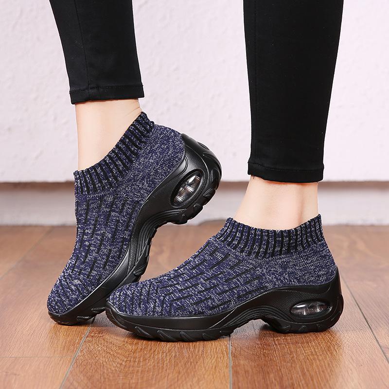 Autumn New Sports Shoes Socks Shoes Mother Shoes Flying Woven Hot-selling Large-size Shoes Women's Platform Rocking Shoes
