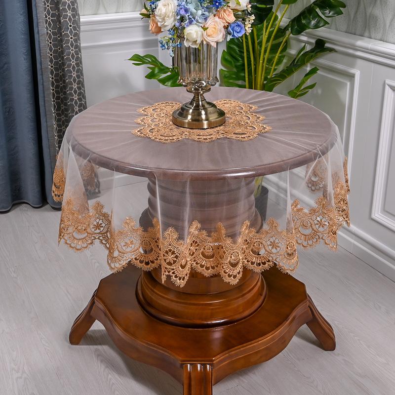 Круглая скатерть, кружевная скатерть для домашнего обихода, чехол для обеденного стола, европейский вышитый цветок, тканевый коврик для стола, чехол от пыли