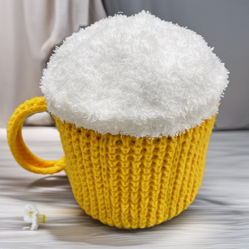 3D-шляпа в виде пивной кружки с ручкой, мягкая, приятная для кожи, теплая, вязаная, забавная шапка