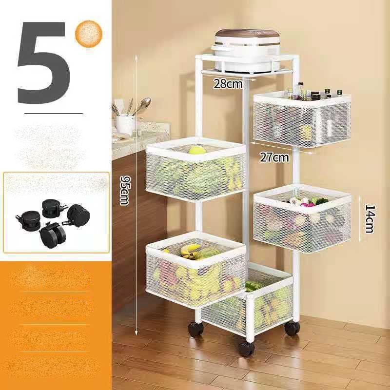 Кухонная полка для овощей, пятиэтажная, от пола до пола, круглая вращающаяся корзина для овощей, угловая фруктовая сливная емкость со шкивом