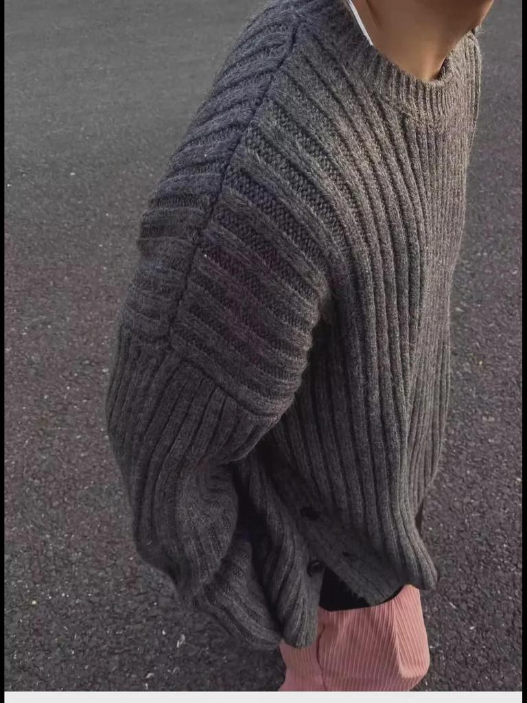 Boys' Korean Style Round Neck Knitted Sweater - Autumn/Winter Niche Design