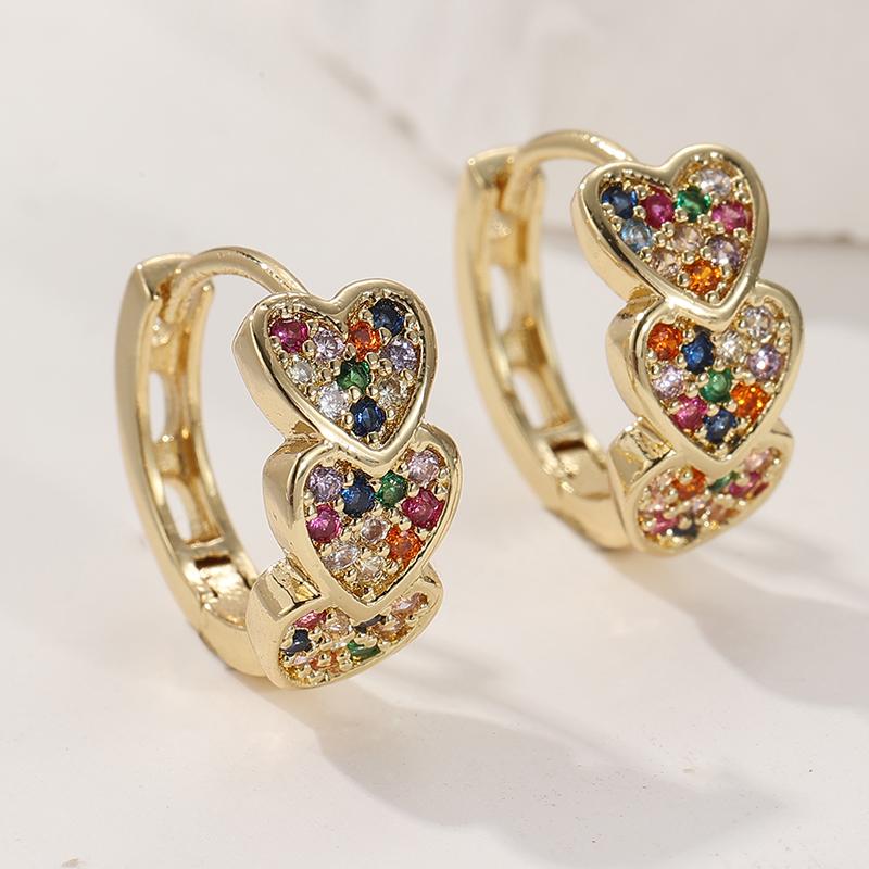Медь Материал Ручная Резьба Инкрустация Синтетический Цирконий Серьги-Кольца Сердечки Женские Изысканные Банкетные Свадебные Ювелирные Изделия