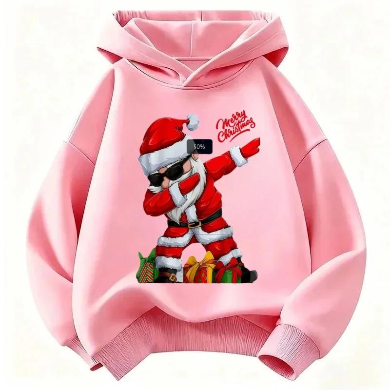 Long-Sleeved Christmas Hooded Sweater for Children Boys And Girls Winter Autumn Saint Nicholas Gift Pattern Warm Holiday Wear