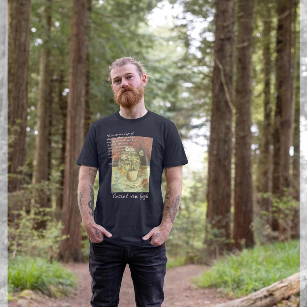 apoh Van Gogh Geranium Graphic Navy T-shirt