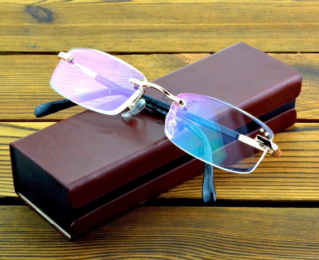 Men Rimless Luxury with Pu Case High Standard Reading Glasses +1 +1.5 +2 +2.5 +3 +3.5 +4