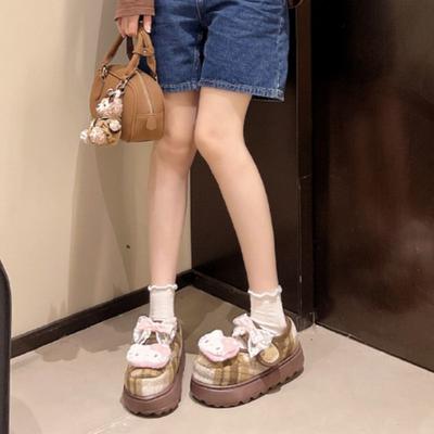 Мультяшные милые котята маффины хлопковые туфли женские 2025 осень и зима модные универсальные удобные на платформе на липучке хлопковые туфли женские