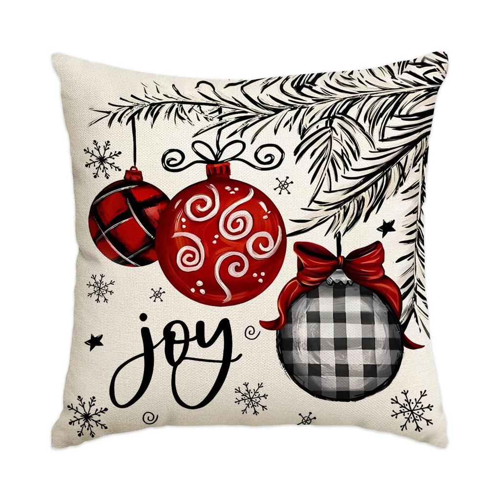 Горячая распродажа Рождественская наволочка из искусственного льна с принтом елки и снеговика - Праздничная декоративная наволочка для диванной подушки