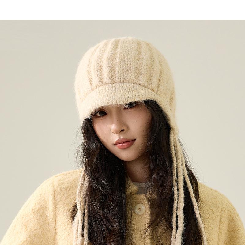 Knitted Hat Women's Duck Tongue Wool Hat Ear Bag Thick Flying Hat