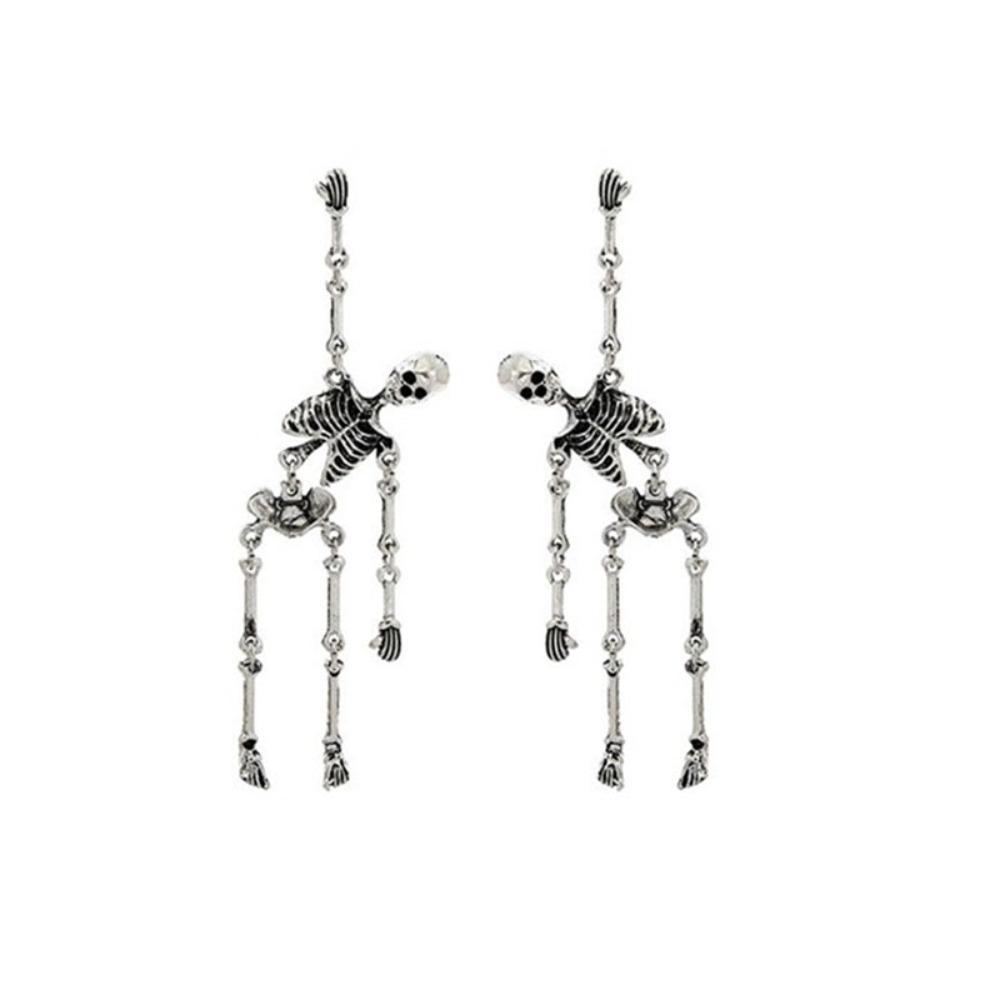Zinc Zinc Alloy Skeleton Earrings Hip Hop Imitation Human Bone Earrings Creative Halloween Earrings Party