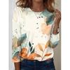 Women's T Shirt Floral Graphic Casual Long Sleeve Crew Neck Regular Tops Daily Print Yellow Spring Fall