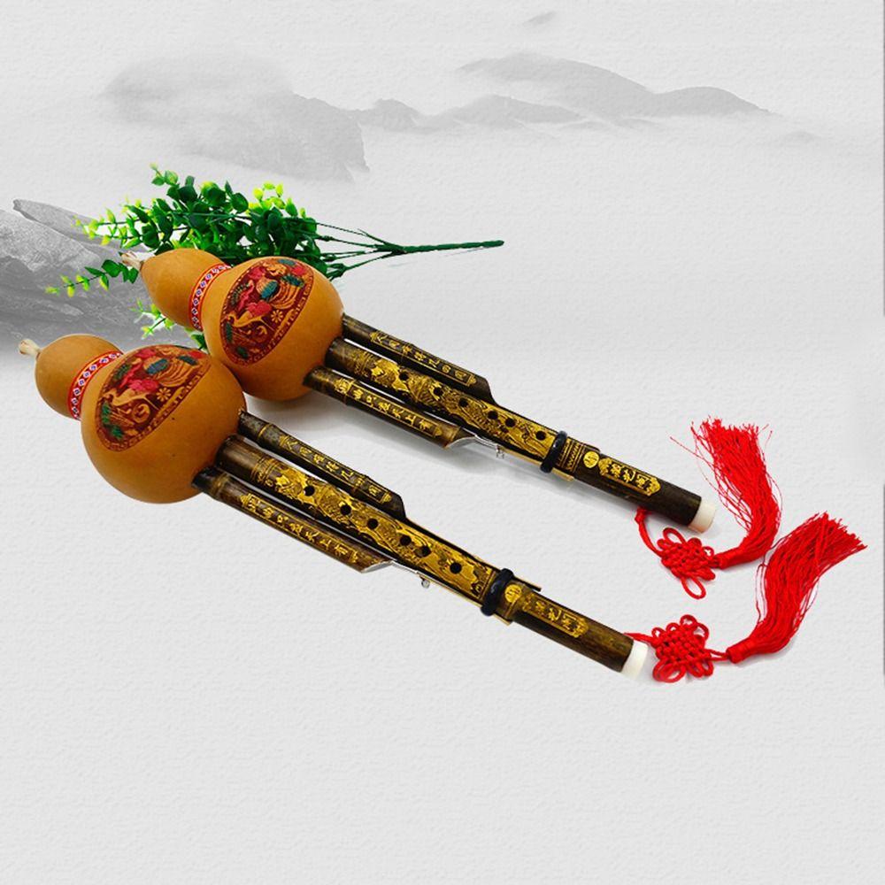 Double sounds Gourd Flute Black Bamboo Hulusi Easy To Play Gourd Bamboo Flauta  Beginner