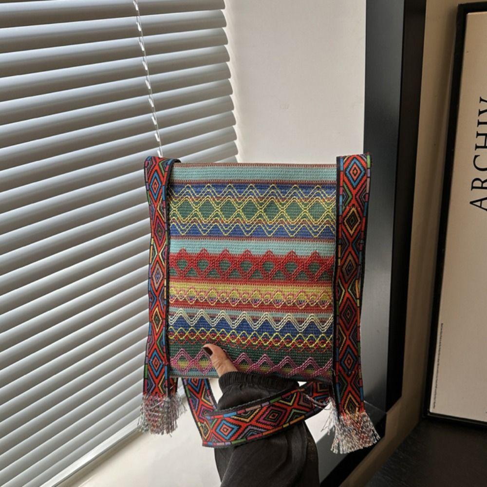 Tassel Ethnic Style Crossbody Bags Woven Bag Bohemian Shoulder Bag Fringe Shoulder Bag Travel