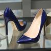 Женские туфли-лодочки на высоком каблуке 11 см, женские кожаные туфли на шпильке с острым носком, женские блестящие модные туфли телесного цвета синего цвета больших размеров