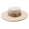 Hat Celebrity Light Luxury Wool Top Hat Wool Big Eaves 10Cm Hat British Flat Top Big Edge Hat