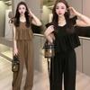 Fashionable Summer Two-piece Set for Women Casual Top and Wide Leg Pants